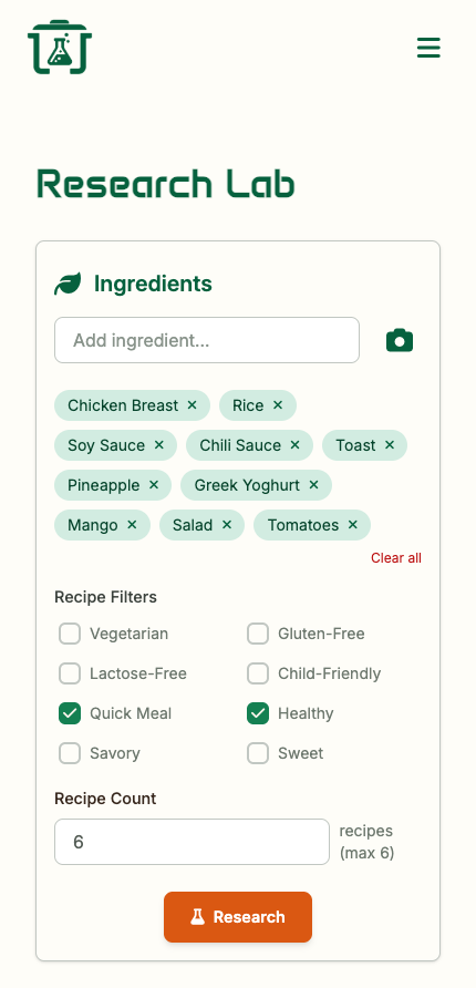 AI Recipe Research